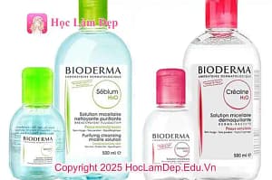 nước tẩy trang Bioderma hồng Crealine và Sensibio